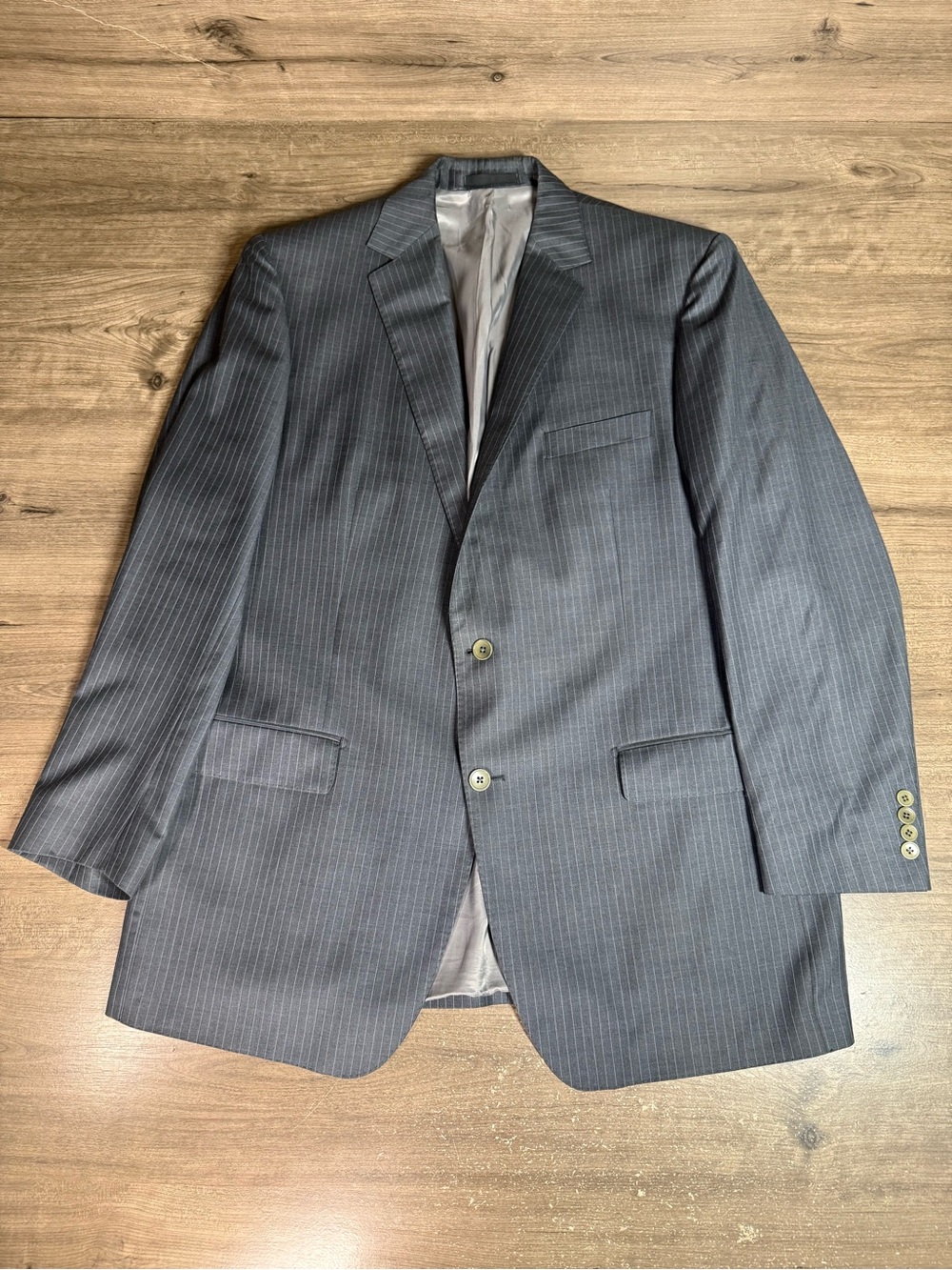 Paul Betenly Mens Blazer Gray Pinstripe Big & Tall Italian Filarte Fabric 44L
